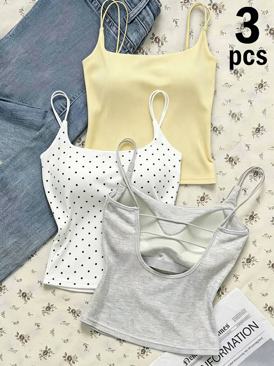 Tseoso Summer Casual Versatile Backless Camisole With Padded Cups - Multicolor - View 1