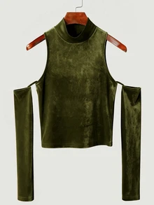 ZURIURI Top sexy unisex de noche rave verde oliva alienígena hada para hombre - Verde militar - Ver 5