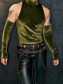 ZURIURI Top sexy unisex de noche rave verde oliva alienígena hada para hombre - Verde militar - Ver 3