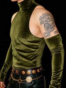 ZURIURI Top sexy unisex de noche rave verde oliva alienígena hada para hombre - Verde militar - Ver 4