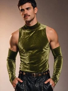 ZURIURI Top sexy unisex de noche rave verde oliva alienígena hada para hombre - Verde militar - Ver 1