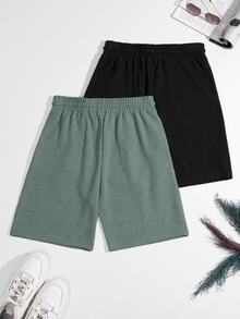 EURMUSE 100%Cotton 2pcs/Set Men's Waffle Fabric Basic Shorts - Multicolor - View 2