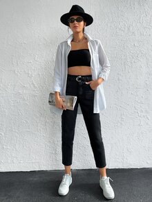 EURMUSE High Waist Mom Fit Jeans - Black - View 6