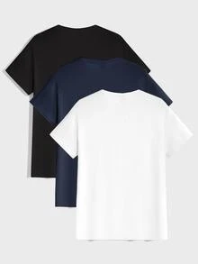 EURMUSE 100%Cotton Men's Basic Round Neck T-Shirt Set (Multiple Pieces) - Multicolor - View 2