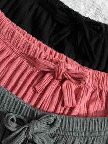 SHEIN Cottnline Women 3 Packs Multicolour Homewear Sleep Bottom Set - Multicolor - View 3