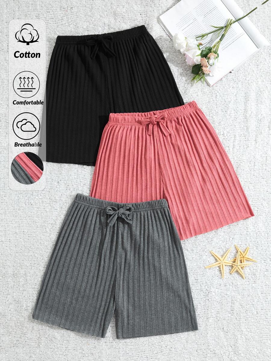 SHEIN Cottnline Women 3 Packs Multicolour Homewear Sleep Bottom Set - Multicolor - View 1