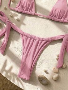 Swim SXY Sexy Mini Cup Bow Tie Strap Women's Swimsuit Set - Baby Pink - View 3