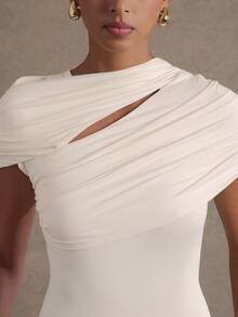 Hauture Cape Cut Out Elegant Bodysuit Heiress Style Birthday Night Out - Apricot - View 3