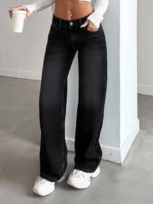 CasuGlow Casual Straight Leg Jeans - Black - View 6