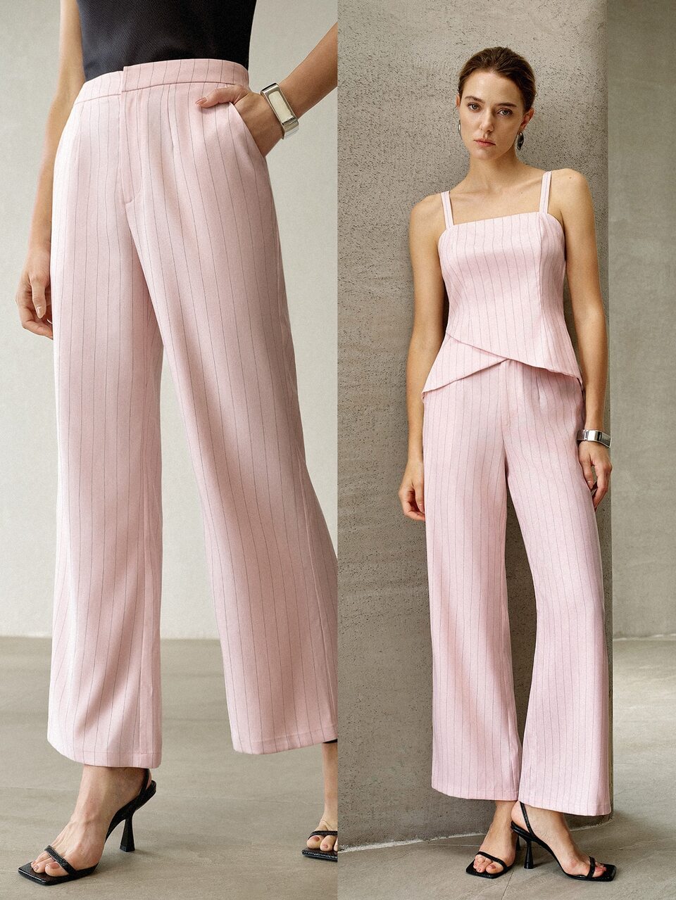 MOTF WOMEN'S ELEGANT COMMUTER STRIPED TEXTURED SUIT PANTS