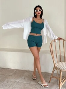 DAZY 女士纯色落肩和服罩衫夏季薄纱Y2k风格，沙滩装度假装 - 白色 - 查看 6