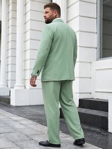 DRIVNCORE 男士大尺碼素色翻領長袖西裝外套與長褲商務旅行套裝，正式，儀式 - 薄荷綠 - 查看 2
