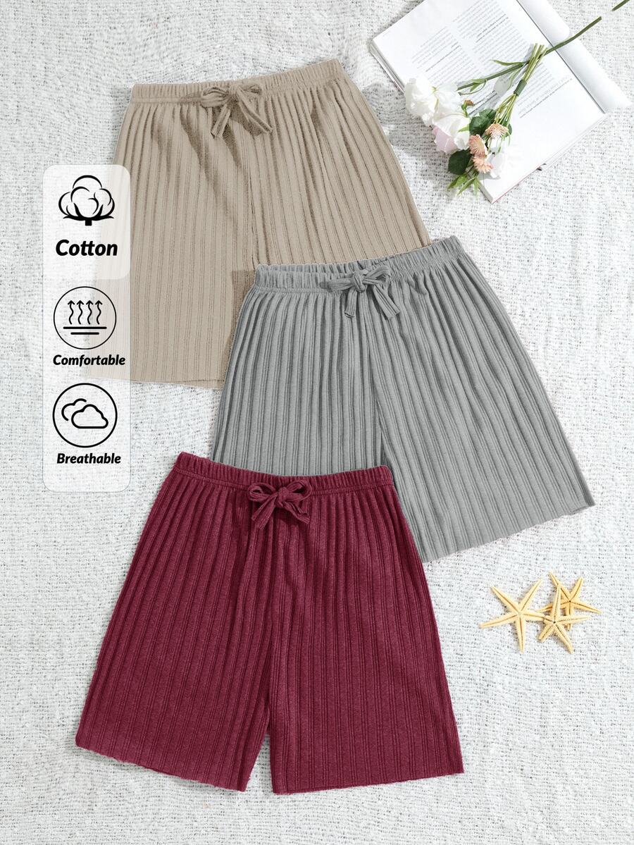 SHEIN Cottnline Women 3 Packs Multicolour Homewear Sleep Bottom Set - Multicolor - View 1
