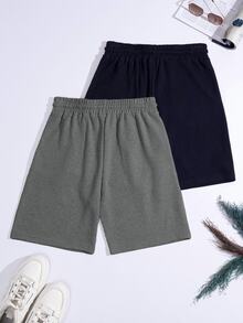 EURMUSE 100%Cotton 2pcs Men's Waffle Fabric Basic Shorts - Multicolor - View 2
