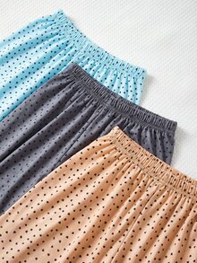 SHEIN Women Cotton 3pcs Multicolour Heart Pattern Long Pants Homewear Comfort Casual Sleep Bottom Sets - Multicolor - View 3