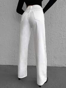 EURMUSE Casual Straight Leg Jeans 2000s Style - White - View 3
