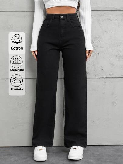 EURMUSE Petite Casual Straight Leg Jeans