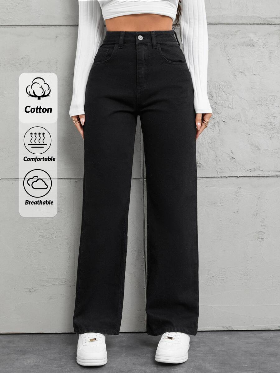 EURMUSE Petite Casual Straight Leg Jeans