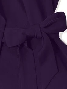 GlowEve CURVE Plus Size Elegant Button Long Sleeve Blazer And Ruffle Hem Soft Midi Skirt Suit Set - Purple - View 5