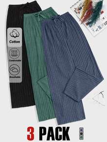 EURMUSE Petite طقم بنطلون محبوك قطن 100% مقاس صغير 3 قطع - متعدد الألوان - مشاهدة 1