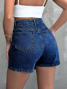 EURMUSE Women's Wrapped Denim Shorts - Light Wash - View 2