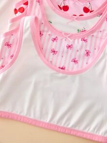 櫻桃碎花女童青春期訓練內衣背心 4件組 - 彩色 - 查看 4