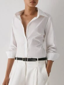 YARNWELL Women's Casual Solid Color Shirt For Summer Daily Wear - White - View 6