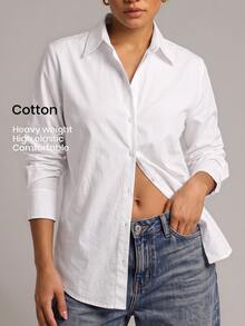 YARNWELL Women's Casual Solid Color Shirt For Summer Daily Wear - White - View 3
