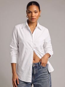 YARNWELL Women's Casual Solid Color Shirt For Summer Daily Wear - White - View 9