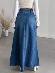 EURMUSE High Waist Denim Skirt - Blue - View 2