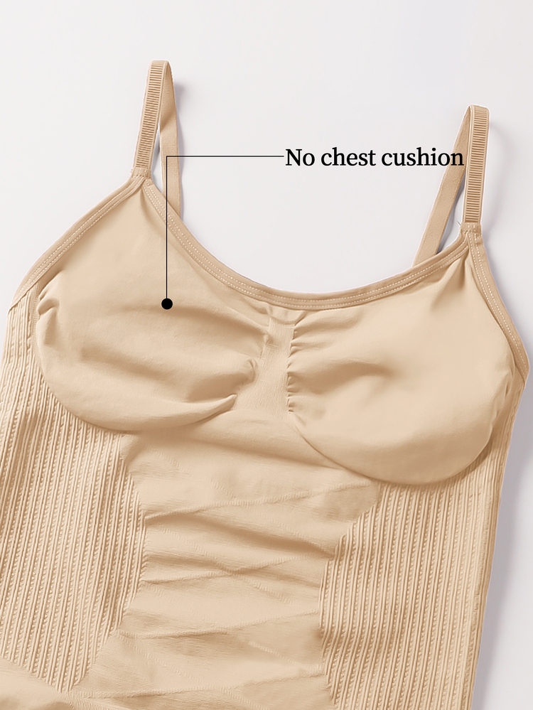 SHEIN 1pc Women Simple Solid Color Spaghetti Strap Seamless Bodysuit - Apricot - View 6