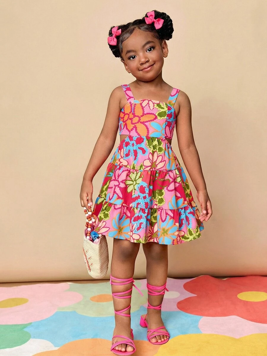 SHEIN Young Girl Chiffon Floral Backless Spaghetti Strap Dress | SHEIN USA