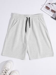 SHEIN Cottnline Men's Waffle Fabric Basic Shorts 2-Pack - White - View 4