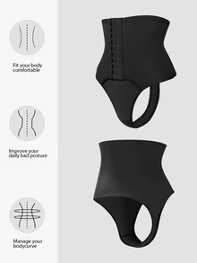 SHEIN Bawahan Korset Wanita Plain - Hitam - View 3