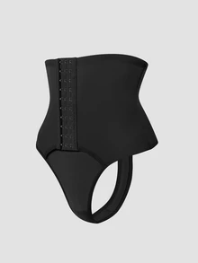 SHEIN Bawahan Korset Wanita Plain - Hitam - View 4