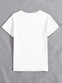 EMERY ROSE Dandelion & Butterfly Pattern Round Neck Short Sleeve Casual T-Shirt Graphic Tees Women Tops - White - View 2
