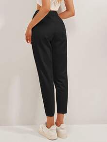 Cloudara High Waist Fold Pleated Trousers - Black - View 2