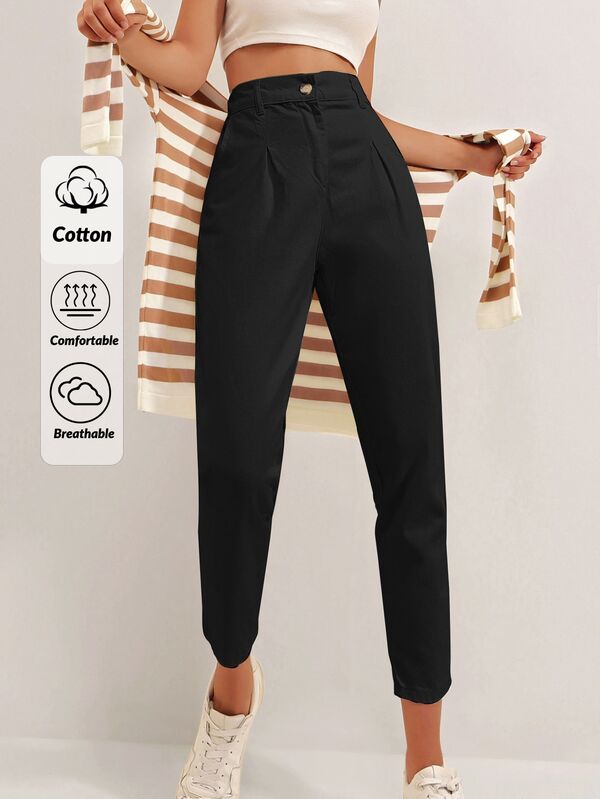 Cloudara High Waist Fold Pleated Trousers