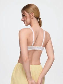 Bonmuse 1pc Women's Fashionable Comfortable Underwire Non-Padded Solid Color Sexy Backless Versatile Balconette Bra - White - View 2