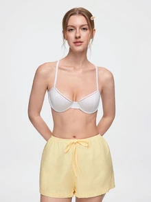Bonmuse 1pc Women's Fashionable Comfortable Underwire Non-Padded Solid Color Sexy Backless Versatile Balconette Bra - White - View 4
