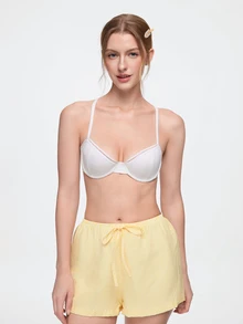 Bonmuse 1pc Women's Fashionable Comfortable Underwire Non-Padded Solid Color Sexy Backless Versatile Balconette Bra - White - View 3