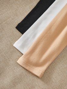 SHEIN 小男孩休閒百搭長袖高領打底 T-shirt，秋冬款，經典黑、純白、溫柔奶茶棕，花童適用 - 彩色 - 查看 7