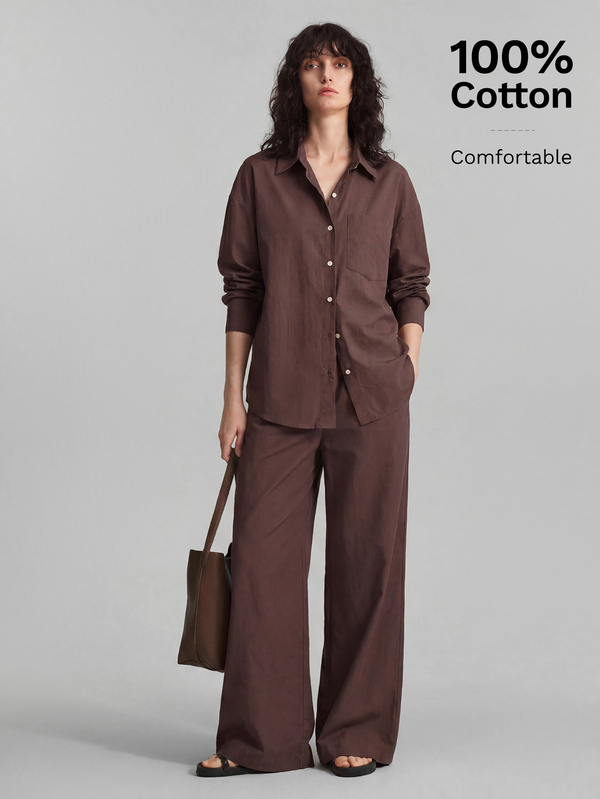 Ontre 2026SS New Summer Women's 2-Piece Outfit Set, Casual Home Wear, Beach Vacation Clothing, Long Pants + Long Sleeve Shirt Set, Brunch Outfit, Music Festival Women's Set, 2-Piece Summer Set, Elegant Women's Set, Party Wear, Business Casual Women's Clothing