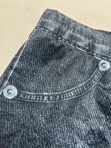 EMERY ROSE Pantalón pitillo de efecto vaquero de 3/4 de longitud, talla grande - Negro - Ver 5