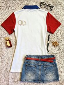 Lalippa 女款可愛貓咪印花短袖 Polo 衫，休閒簡約時尚上衣，寬鬆休閒 Polo 衫，白色夏季休閒款，送給朋友的禮物 - 彩色 - 查看 3