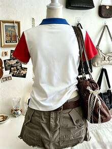 Lalippa 女款可愛貓咪印花短袖 Polo 衫，休閒簡約時尚上衣，寬鬆休閒 Polo 衫，白色夏季休閒款，送給朋友的禮物 - 彩色 - 查看 4