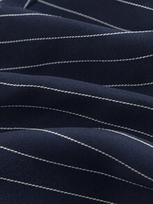 SHEIN MOD Women's Summer Fashion Striped Tie Front Slit Fitted Backless Halter Top - Navy Blue - View 7
