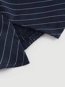 SHEIN MOD Women's Summer Fashion Striped Tie Front Slit Fitted Backless Halter Top - Navy Blue - View 6