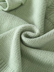 SHEIN 女嬰圓領針織開襟毛衣，綠色手工刺繡，重工精緻卡通可愛荷葉袖，淑女風，簡約百搭，舒適柔軟甜美優雅獨特，適合日常穿著、外出、旅行、上學、秋冬、派對、戶外玩耍、野餐 - 綠色 - 查看 9