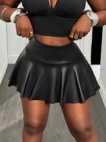 BamGleam Falda Con Short Incorporado Y Dobladillo Con Volantes Para Mujer - Negro - Ver 7